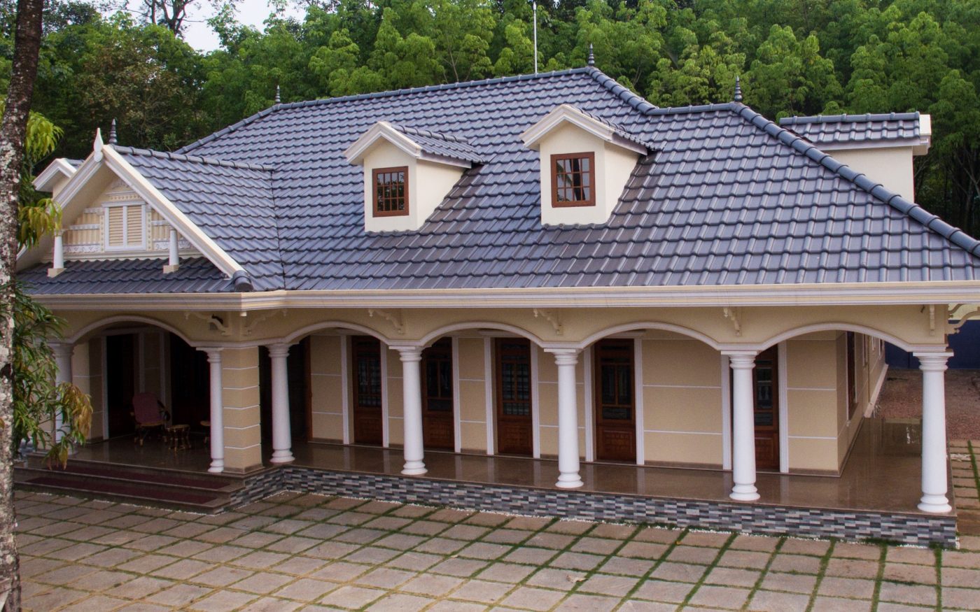 clay slope roof luxury house
