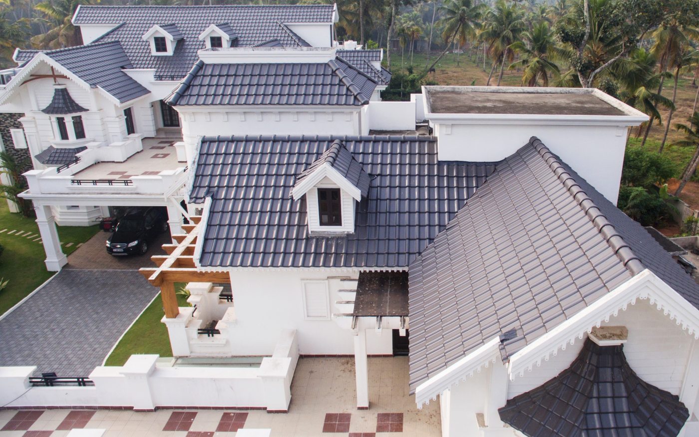 black koramic clay tiles roof